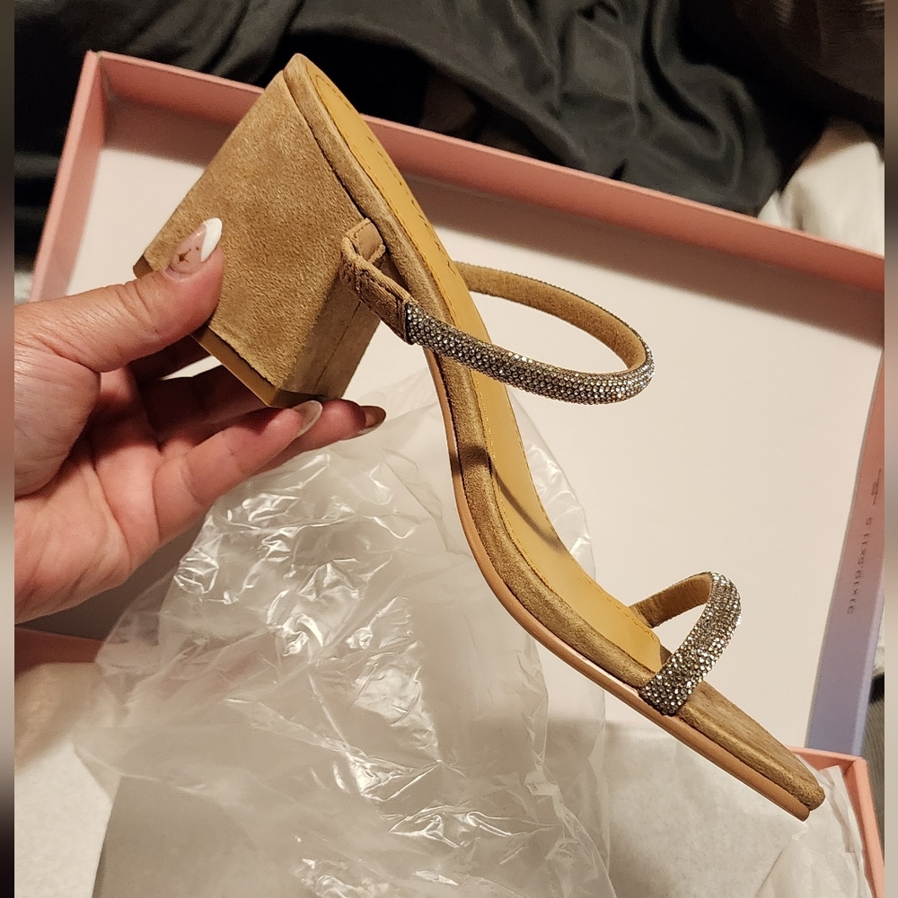 Tan and Silver Heeled Sandals